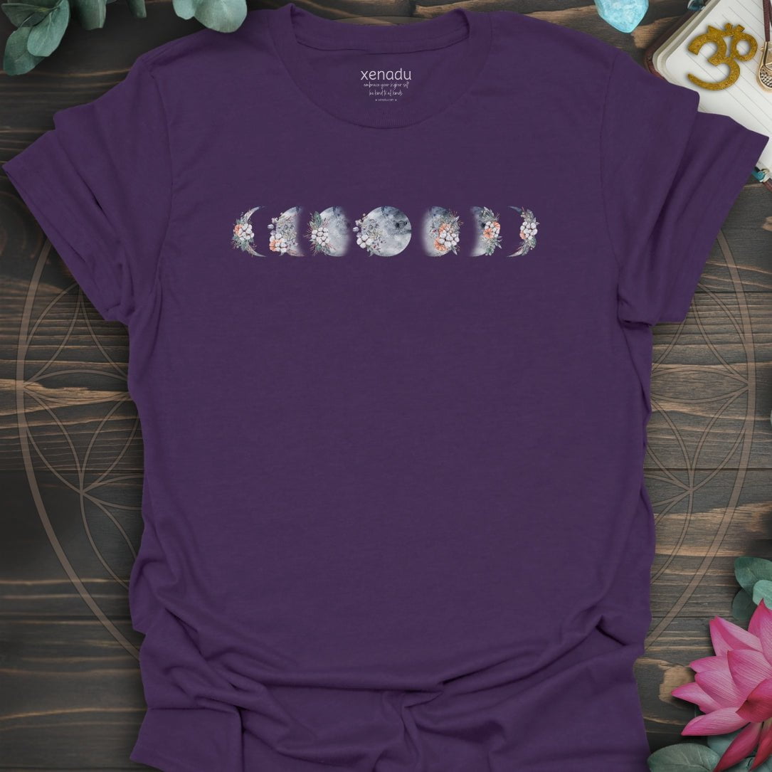 Floral Moon Phases Tee Purple T-Shirt