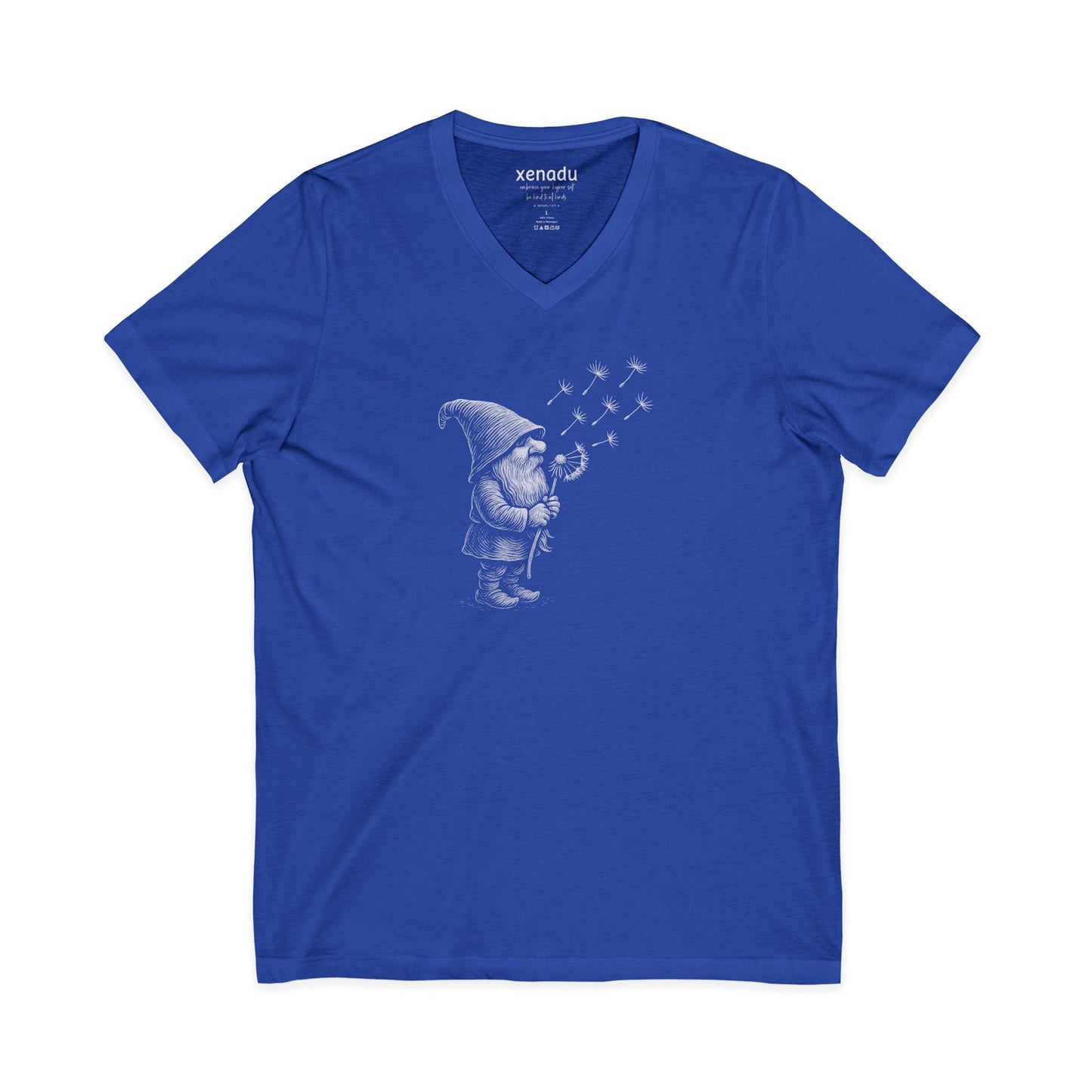 Wishing Gnome V-Neck Tee Royal Blue V-neck