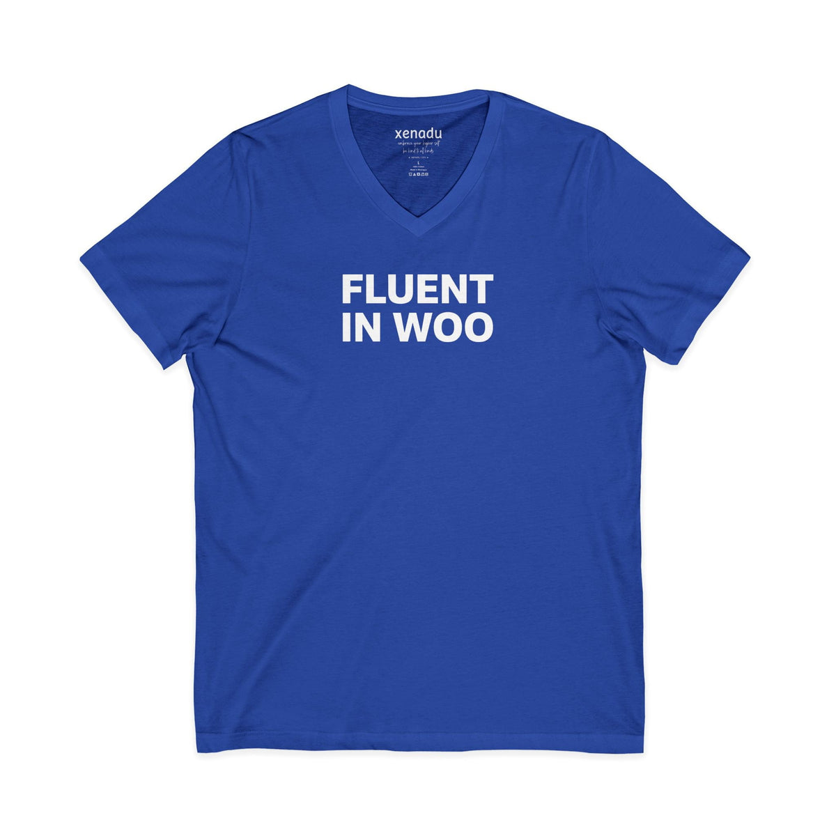 Fluent in Woo V-Neck Tee Royal Blue V-neck
