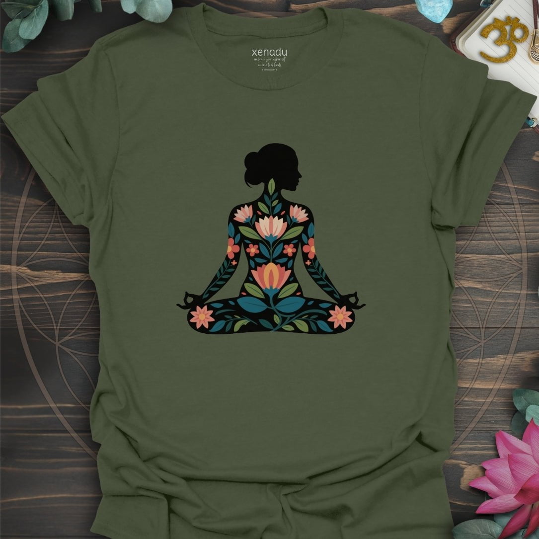 Floral Yogi Tee Military Green T-Shirt