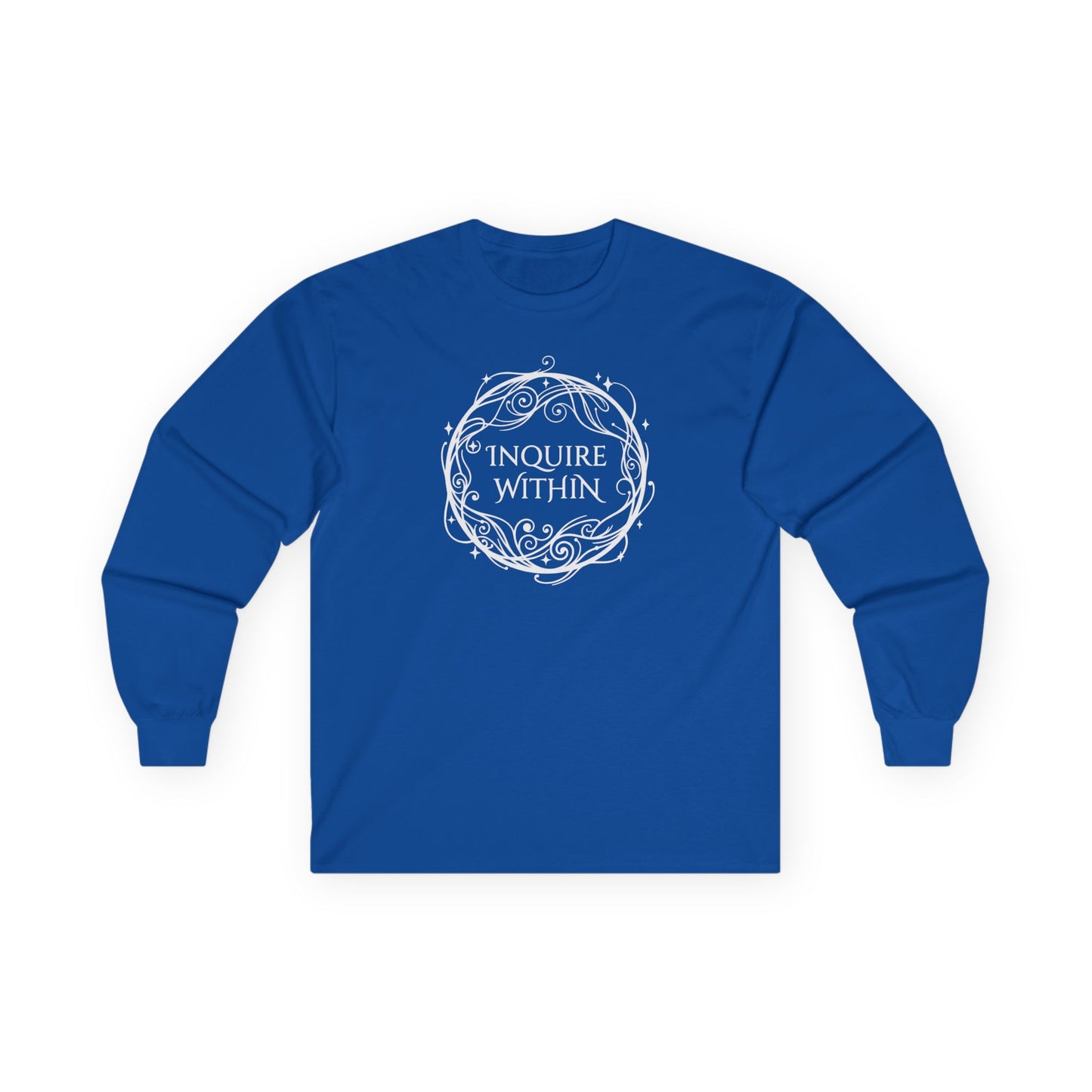 Inquire Within Long Sleeve Tee Royal Blue Long-sleeve