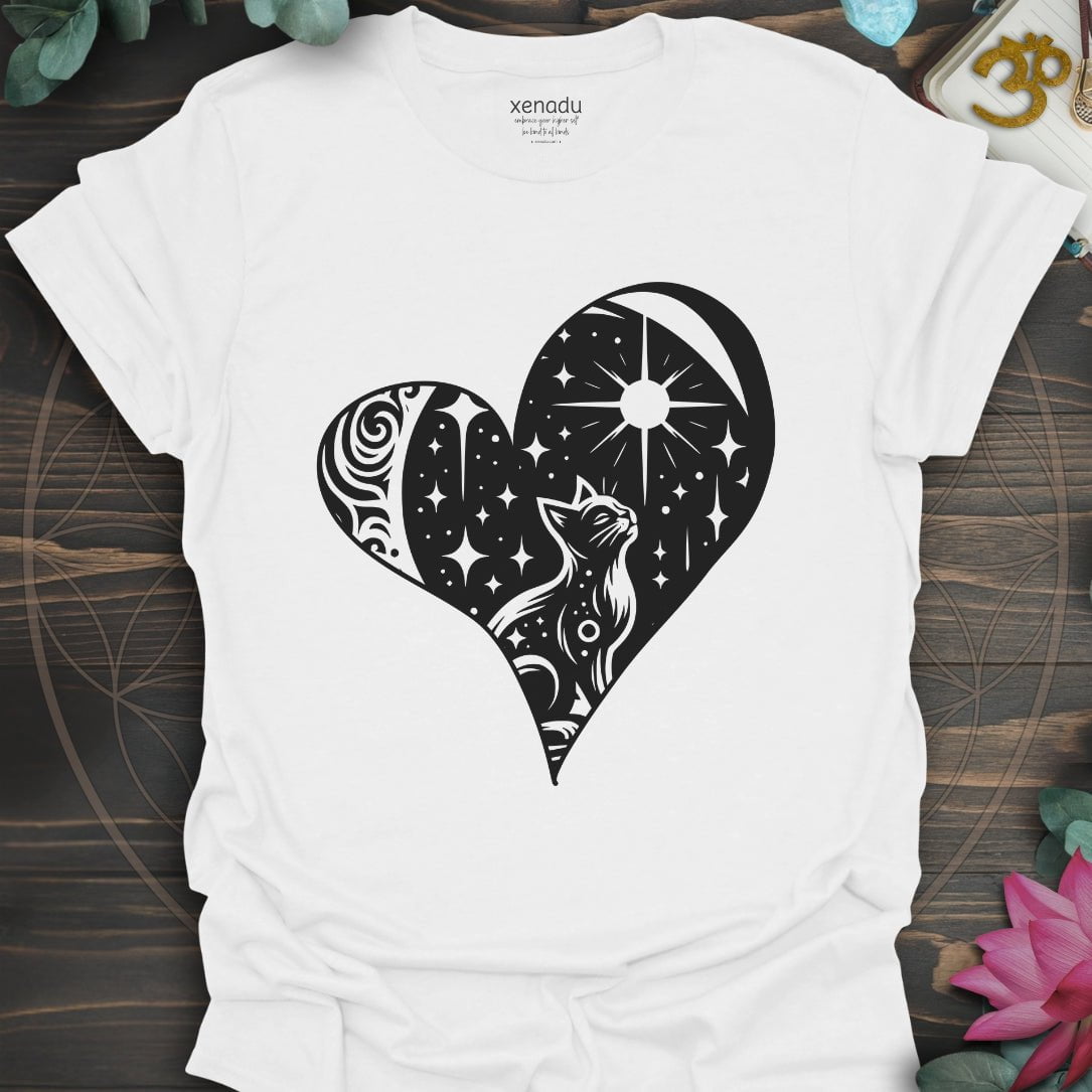 Feline Celestial Heart Tee White T-Shirt