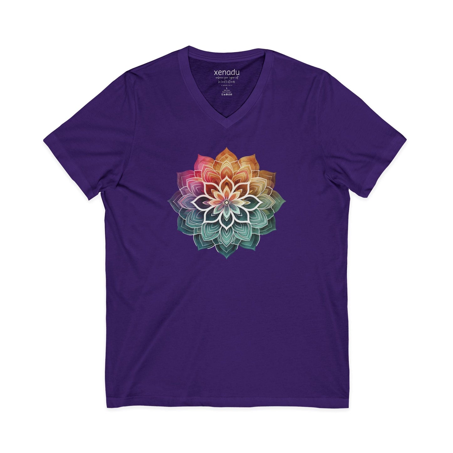 Boho Mandala V-Neck Tee Purple V-neck