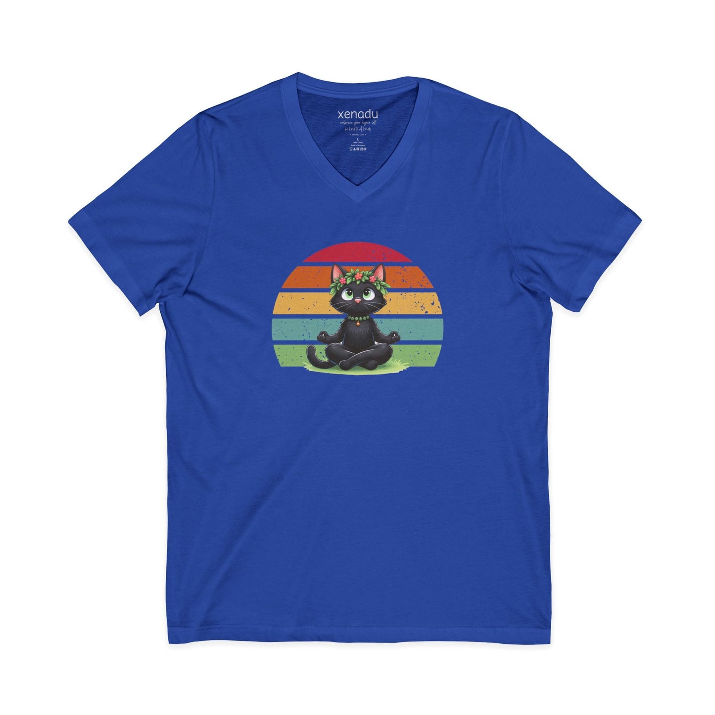 Kitty Sukhasana V-Neck Tee Royal Blue V-neck