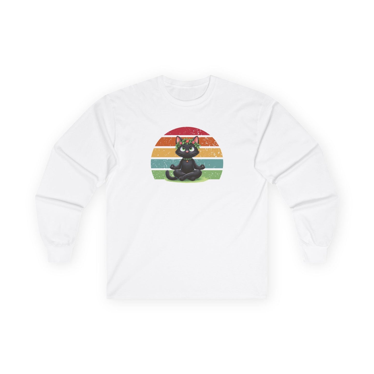 Kitty Sukhasana Long Sleeve Tee White Long-sleeve