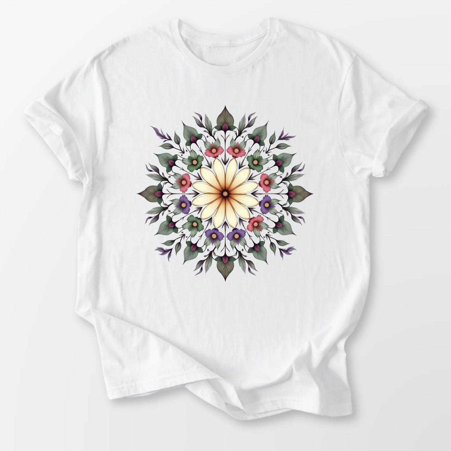 Botanical Mandala Tee White T-Shirt