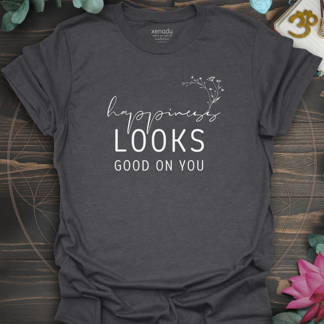 Happiness Looks Good Tee Dark Heather Grey T-Shirt