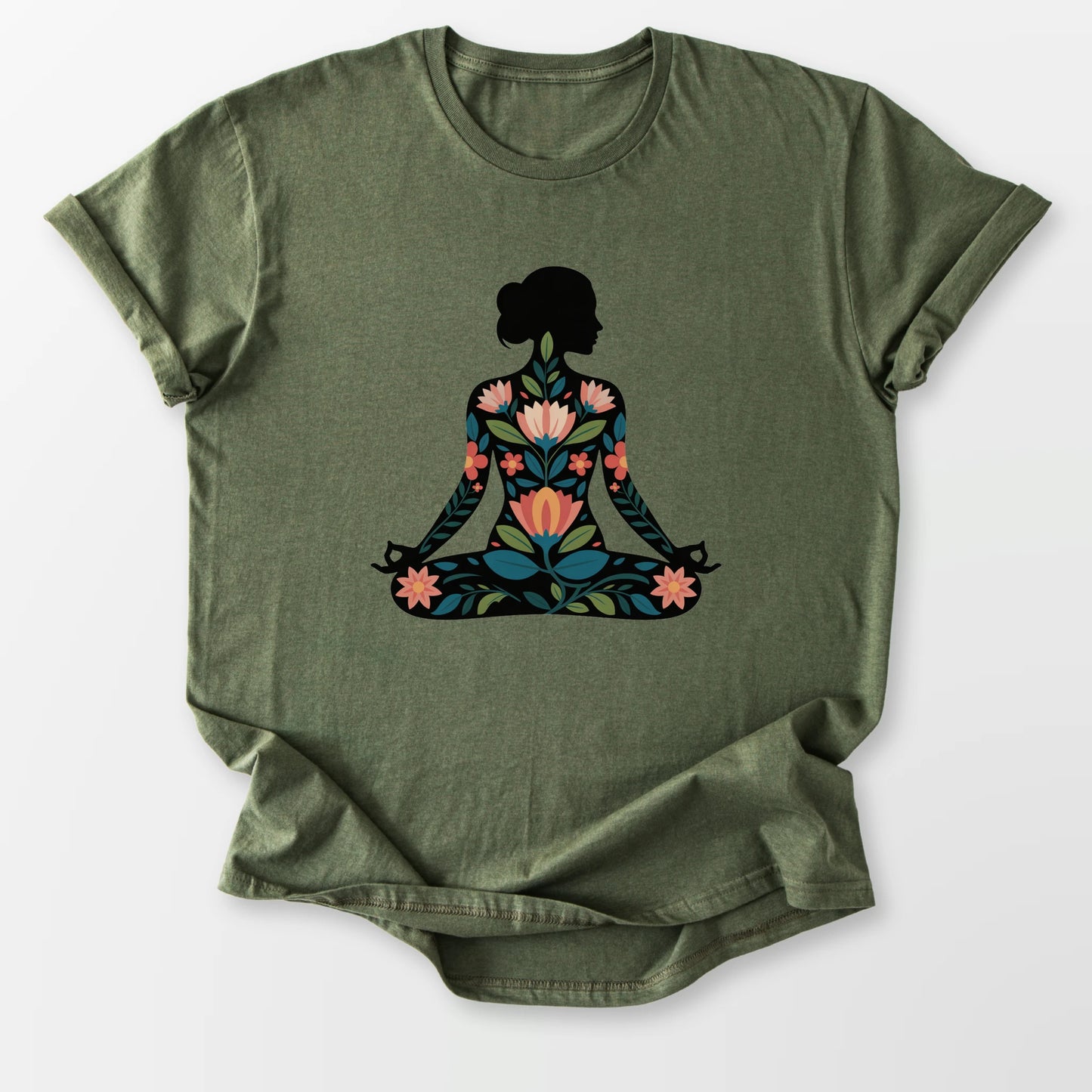 Floral Yogi Tee Military Green T-Shirt