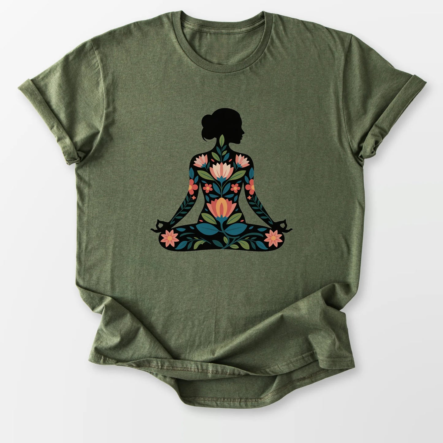 Floral Yogi Tee Military Green T-Shirt