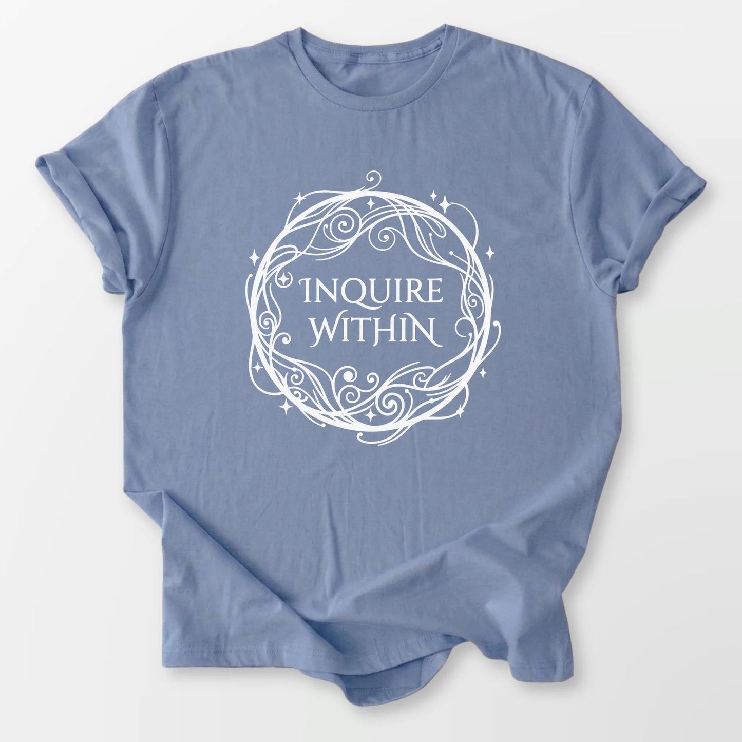 Inquire Within Tee Stone Blue T-Shirt
