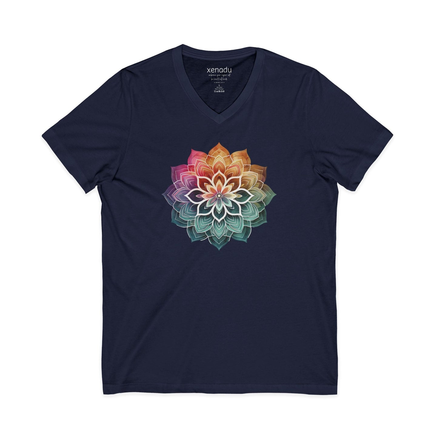 Boho Mandala V-Neck Tee Navy V-neck