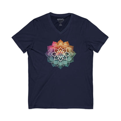 Boho Mandala V-Neck Tee Navy V-neck