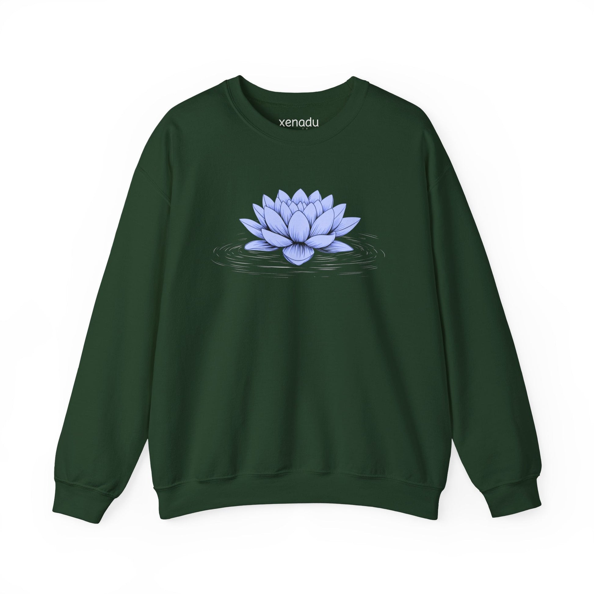 Floating Blue Lotus Sweatshirt Forest Green Sweatshirt
