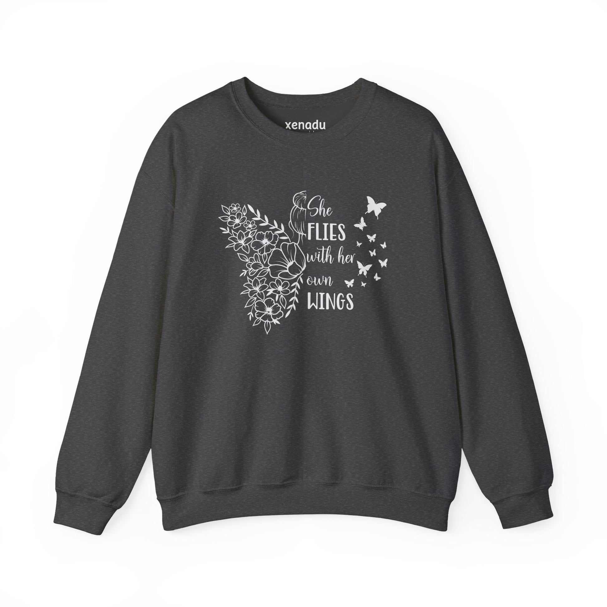With Her Own Wings Sweatshirt Dark Heather Grey Sweatshirt