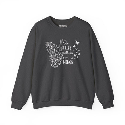 With Her Own Wings Sweatshirt Dark Heather Grey Sweatshirt