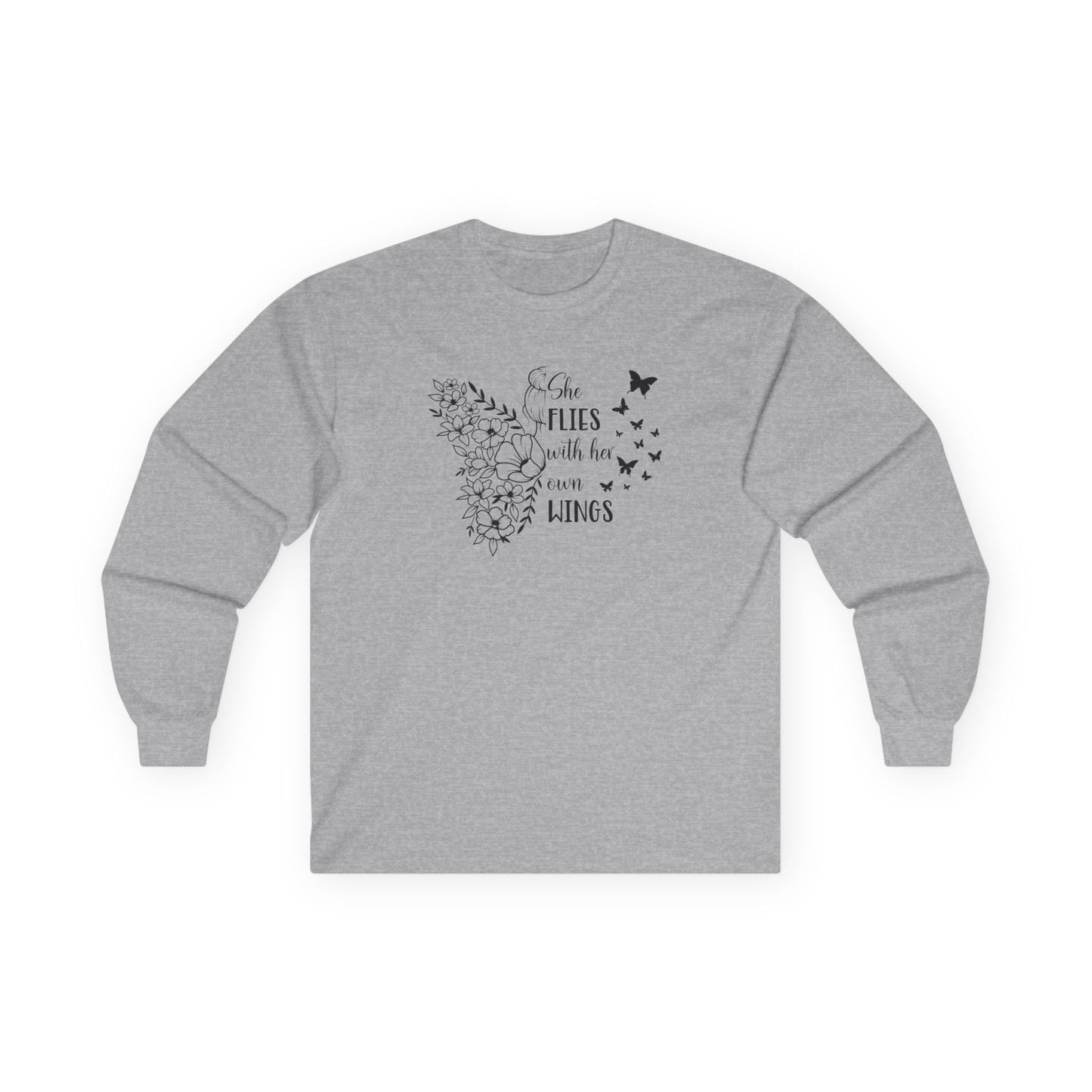 With Her Own Wings Long Sleeve Tee Sport Grey Long-sleeve