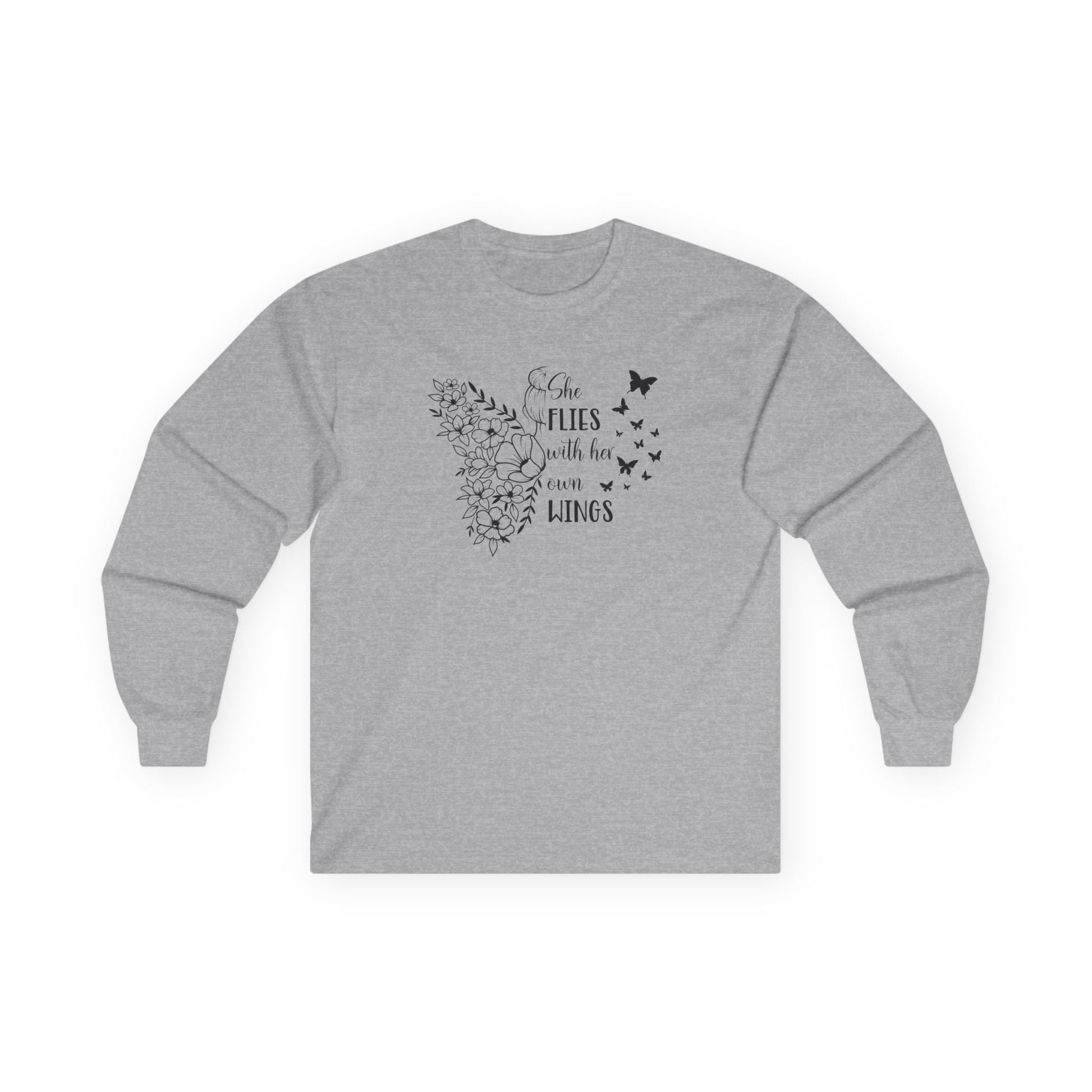 With Her Own Wings Long Sleeve Tee Sport Grey Long-sleeve