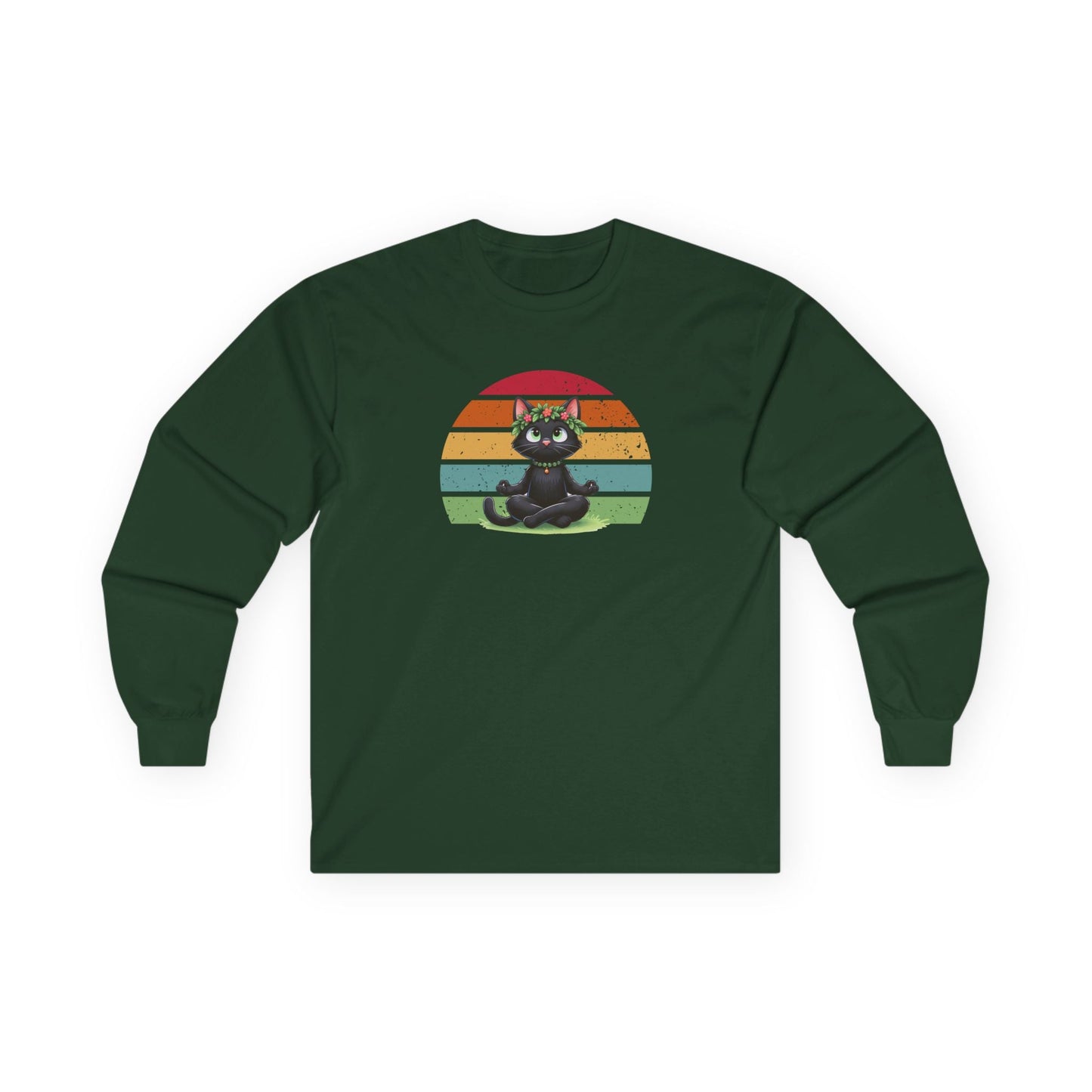 Kitty Sukhasana Long Sleeve Tee Forest Green Long-sleeve
