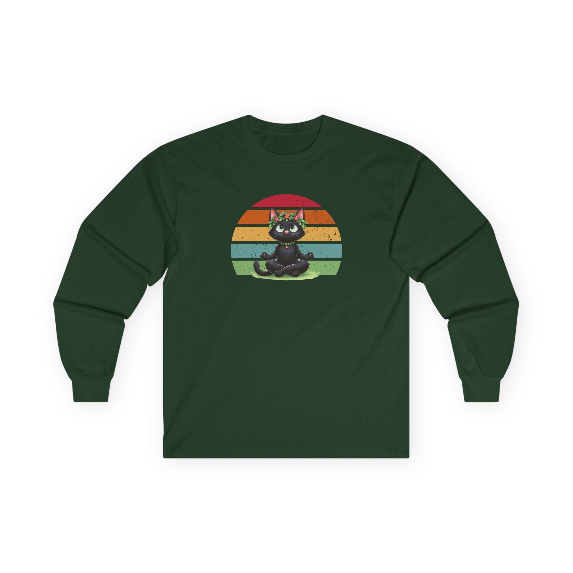 Kitty Sukhasana Long Sleeve Tee Forest Green Long-sleeve