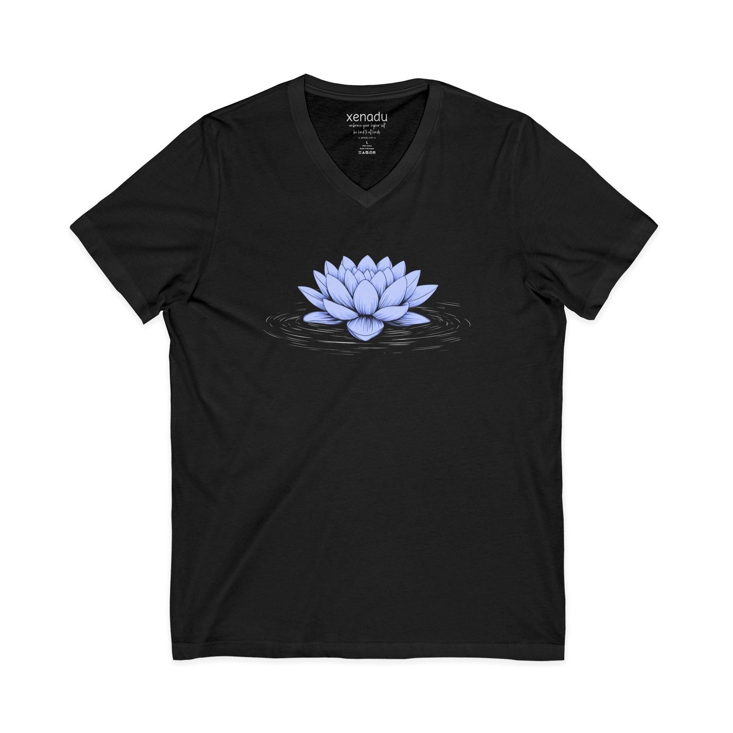 Floating Blue Lotus V-Neck Tee Black V-neck