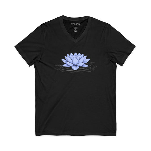 Floating Blue Lotus V-Neck Tee Black V-neck