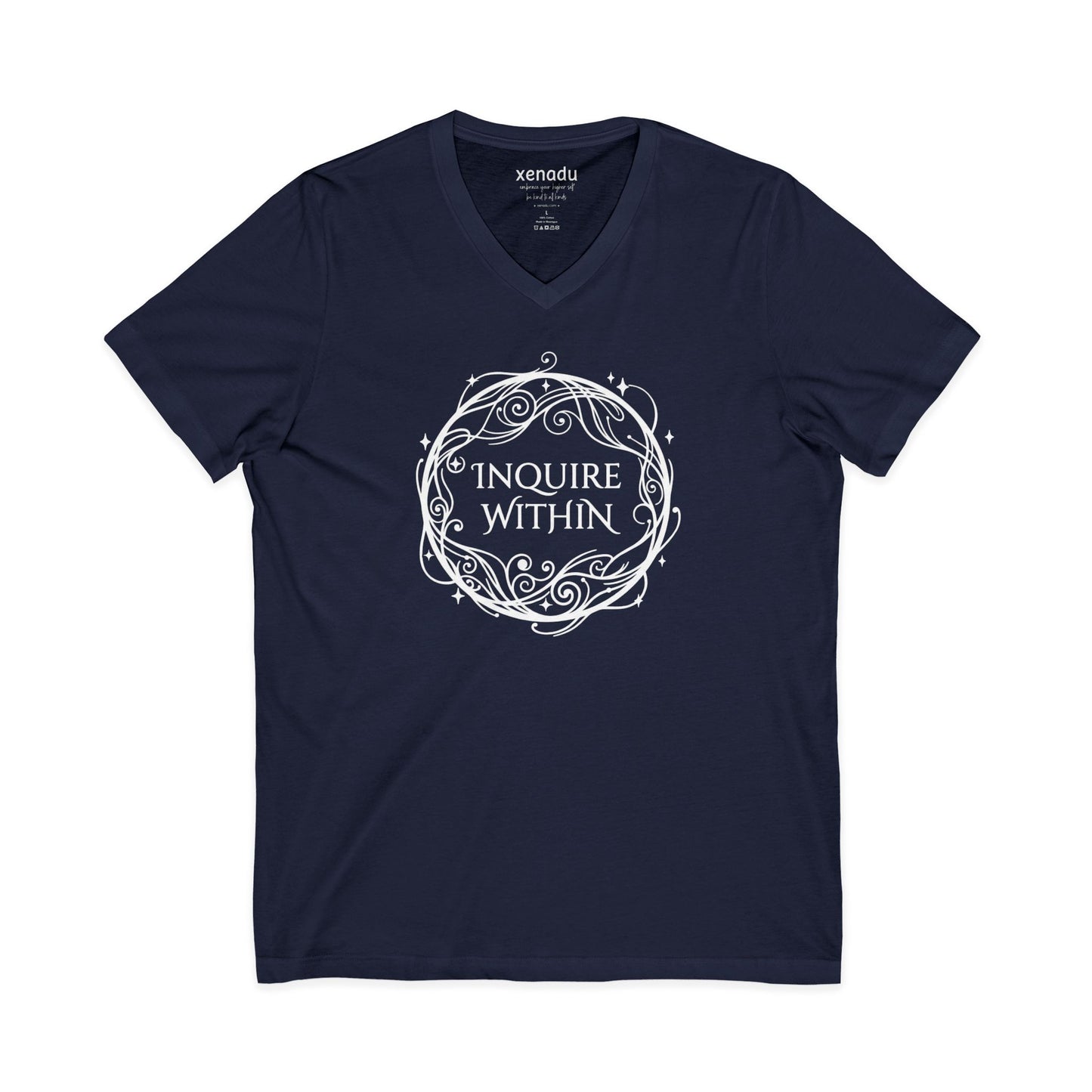 Inquire Within V-Neck Tee Navy V-neck
