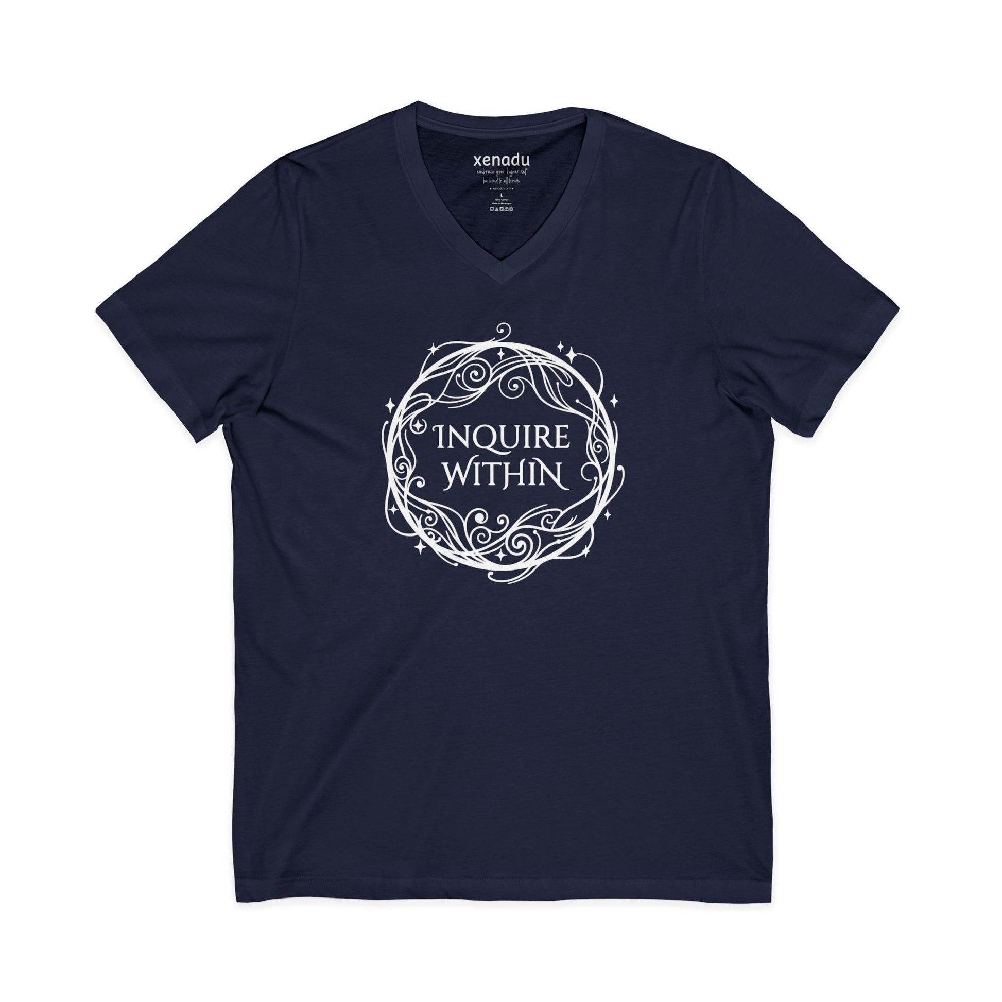Inquire Within V-Neck Tee Navy V-neck