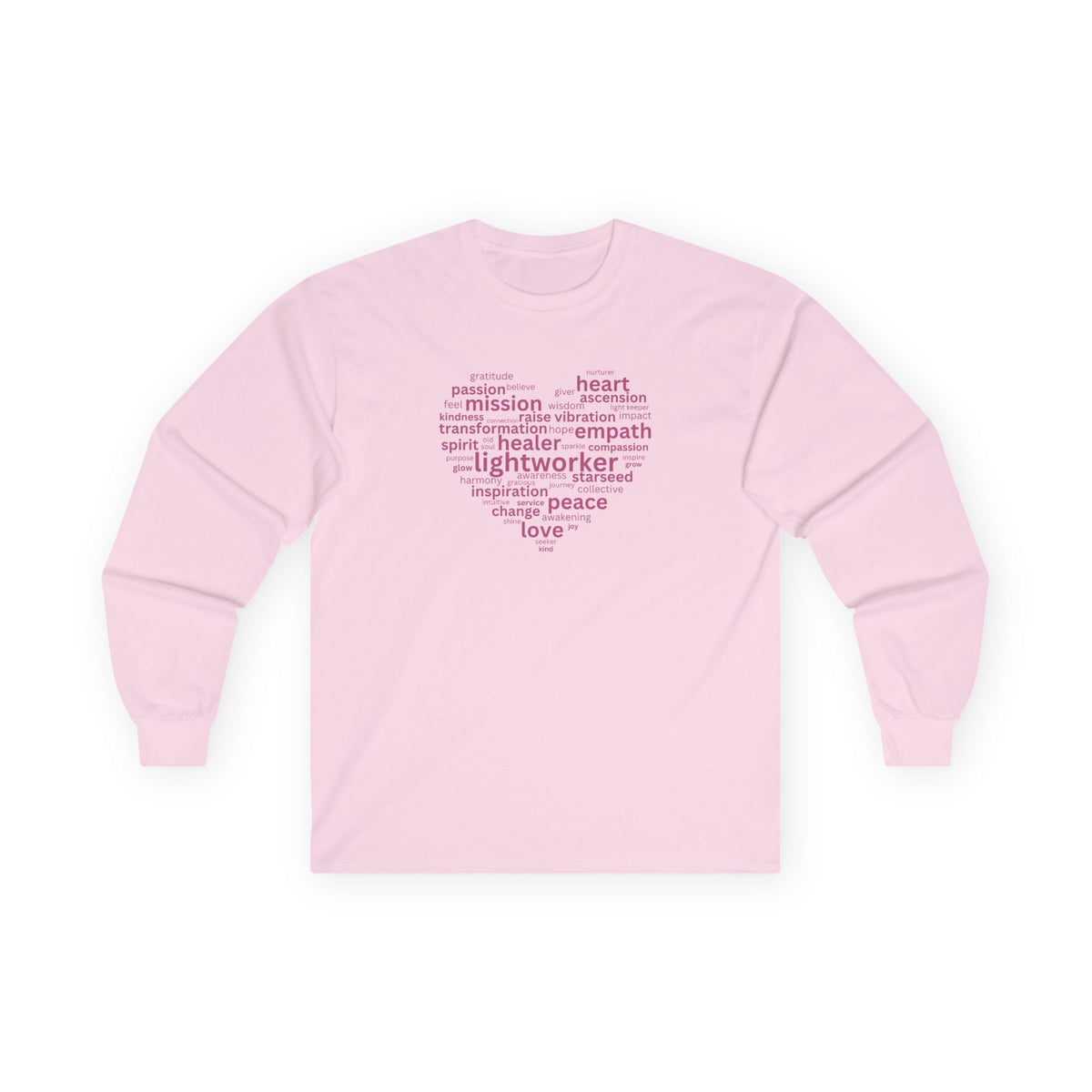 Heart of a Lightworker Long Sleeve Tee Light Pink Long-sleeve