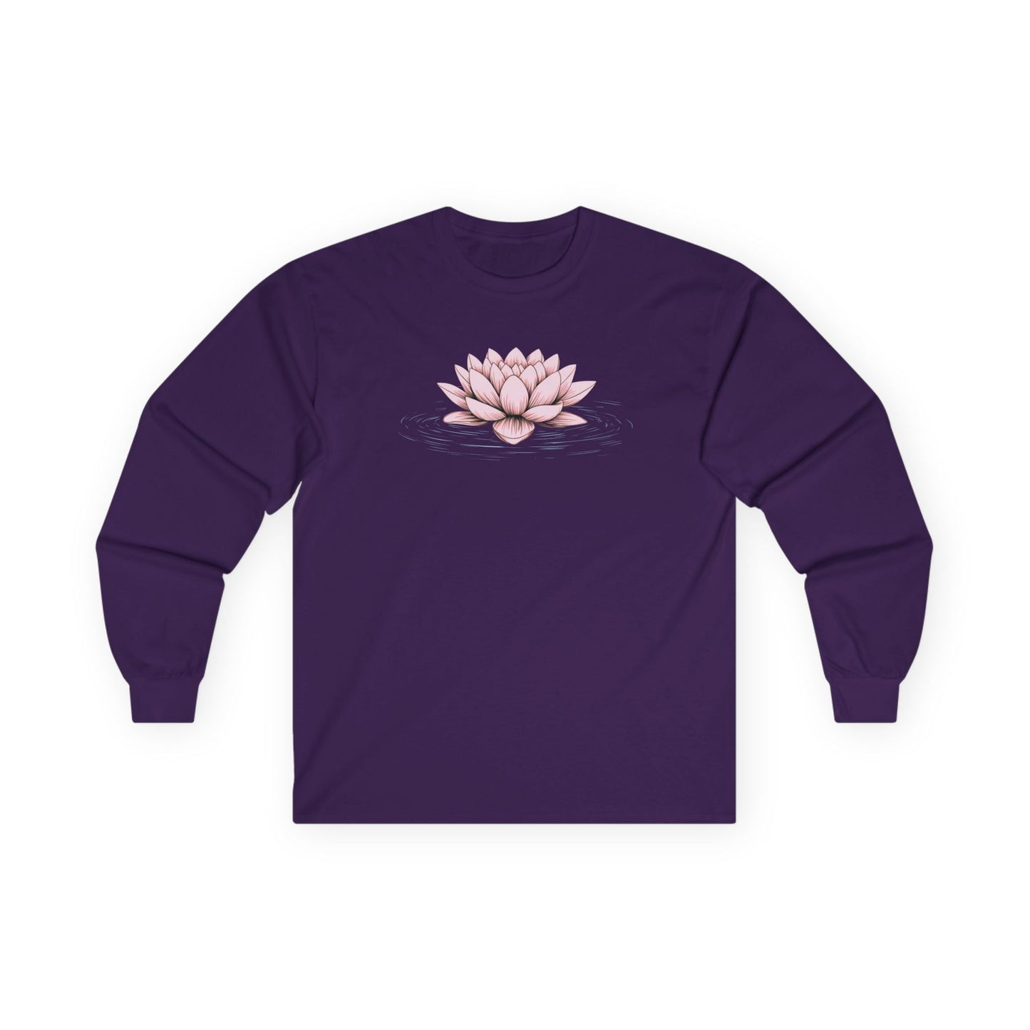 Pink Floating Lotus Long Sleeve Tee Purple Long-sleeve