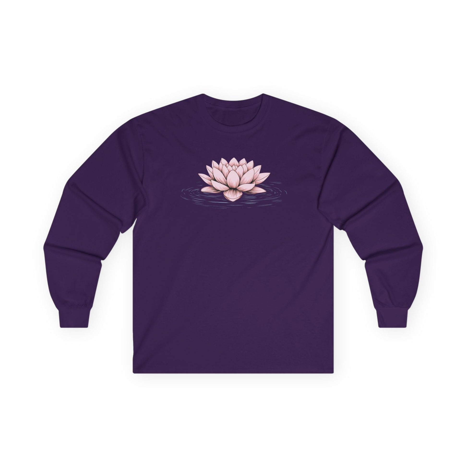 Pink Floating Lotus Long Sleeve Tee Purple Long-sleeve