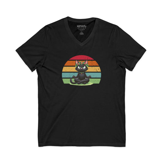 Kitty Sukhasana V-Neck Tee Black V-neck