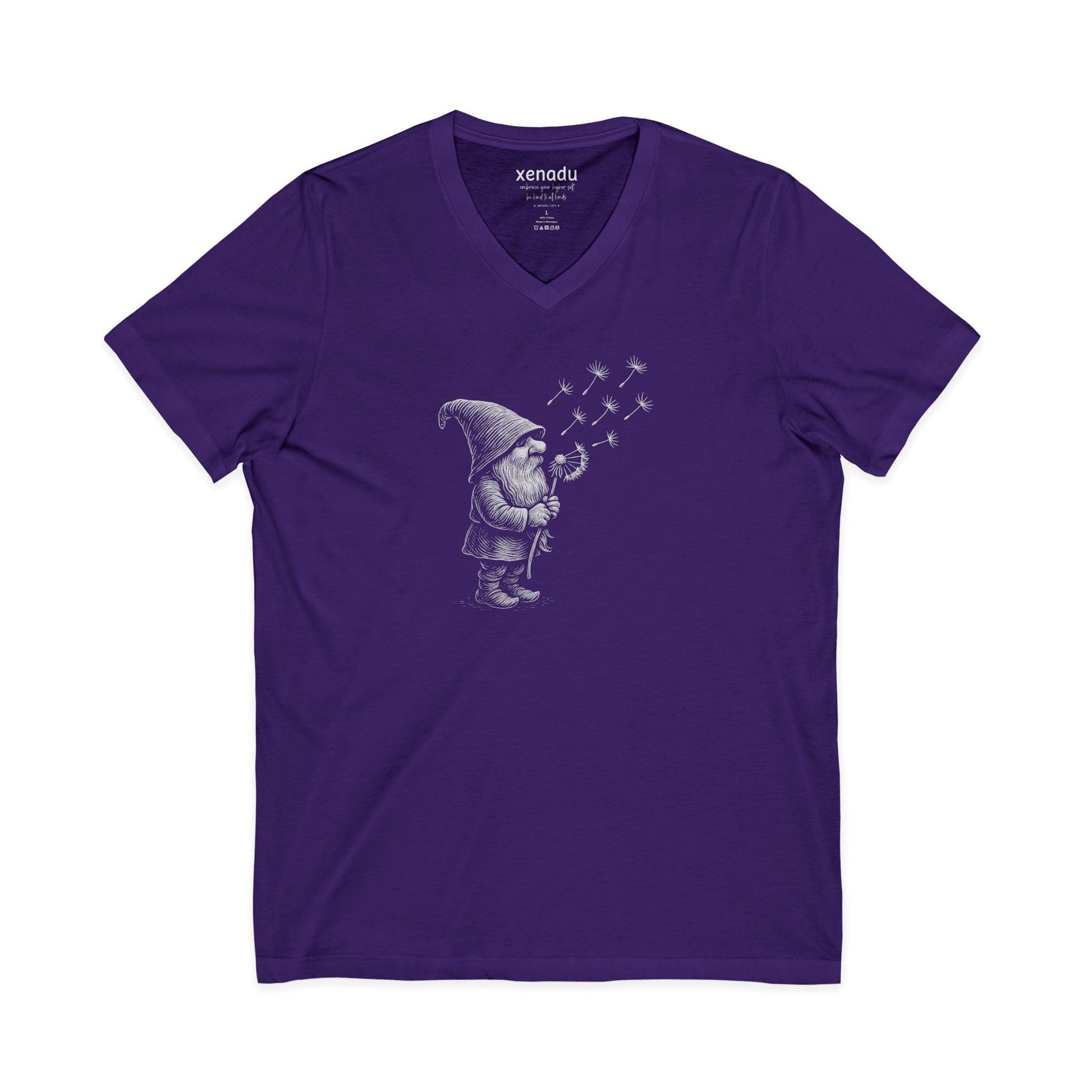 Wishing Gnome V-Neck Tee Purple V-neck