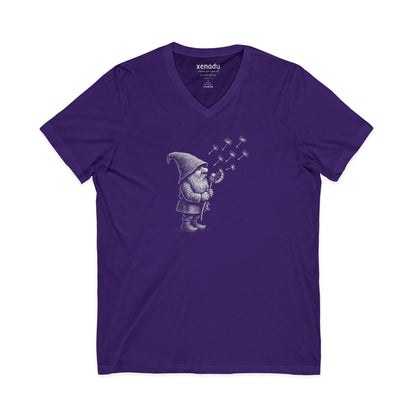 Wishing Gnome V-Neck Tee Purple V-neck