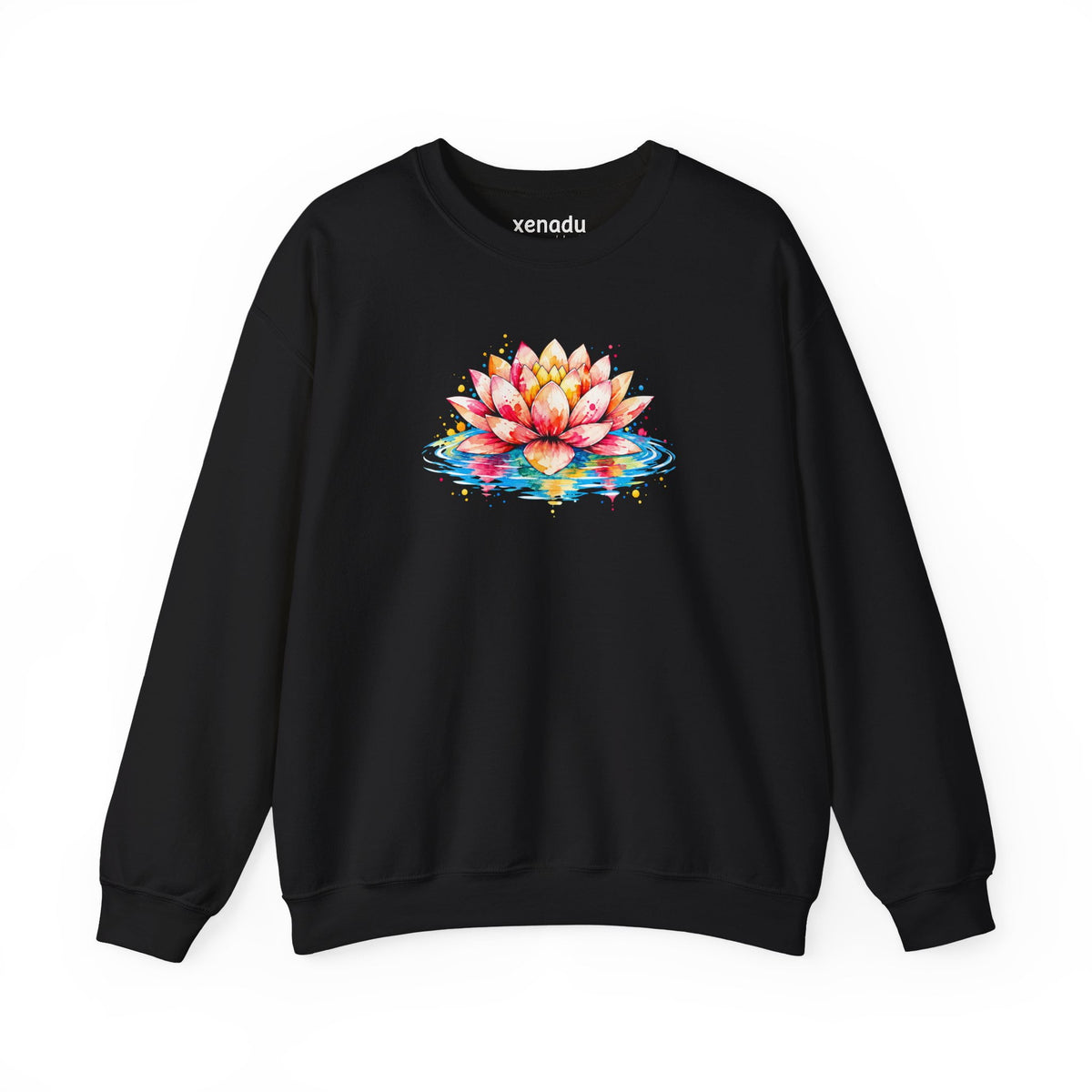 Watercolor Lotus Sweatshirt Black Sweatshirt