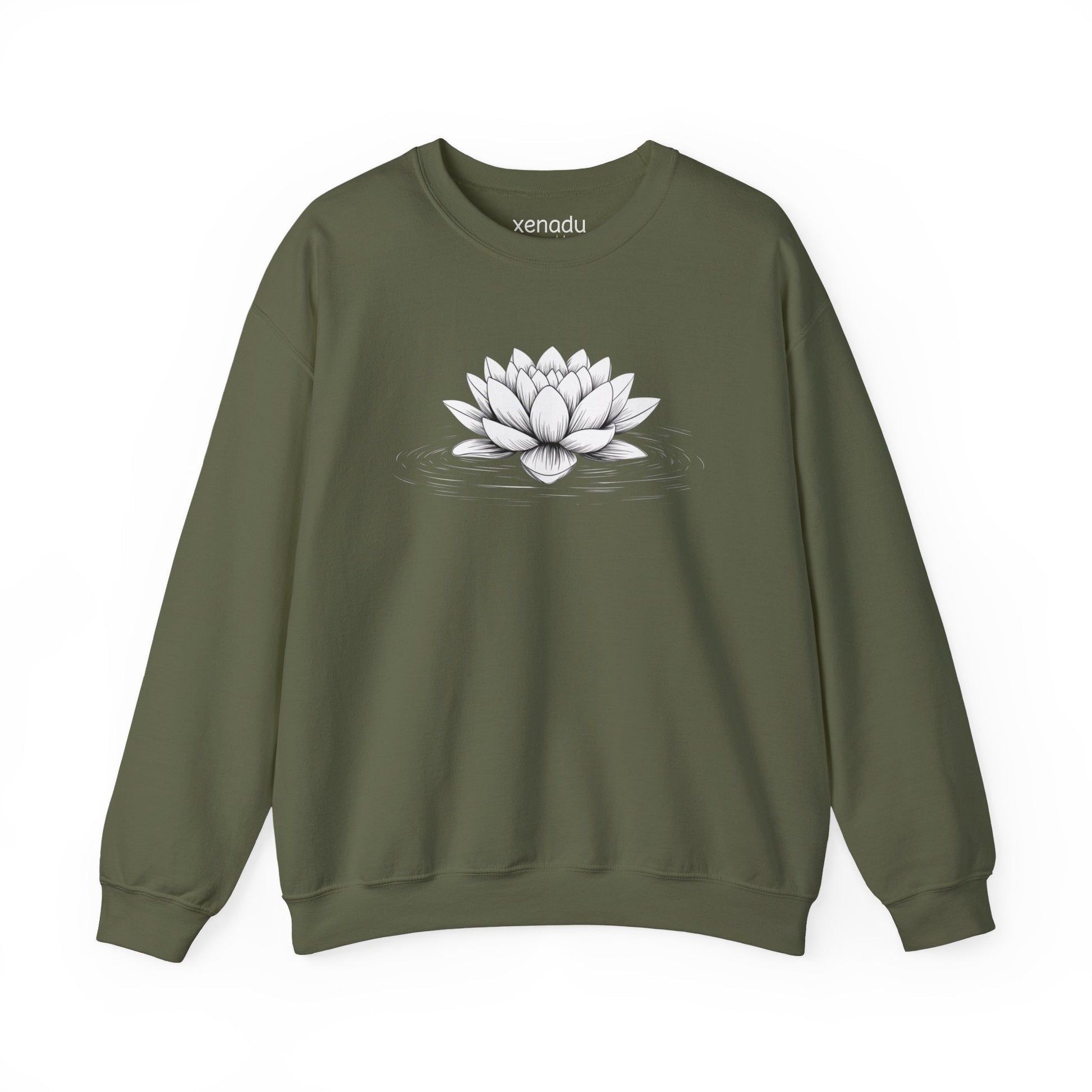 Floating Lotus Sweatshirt Military Green Sweatshirt