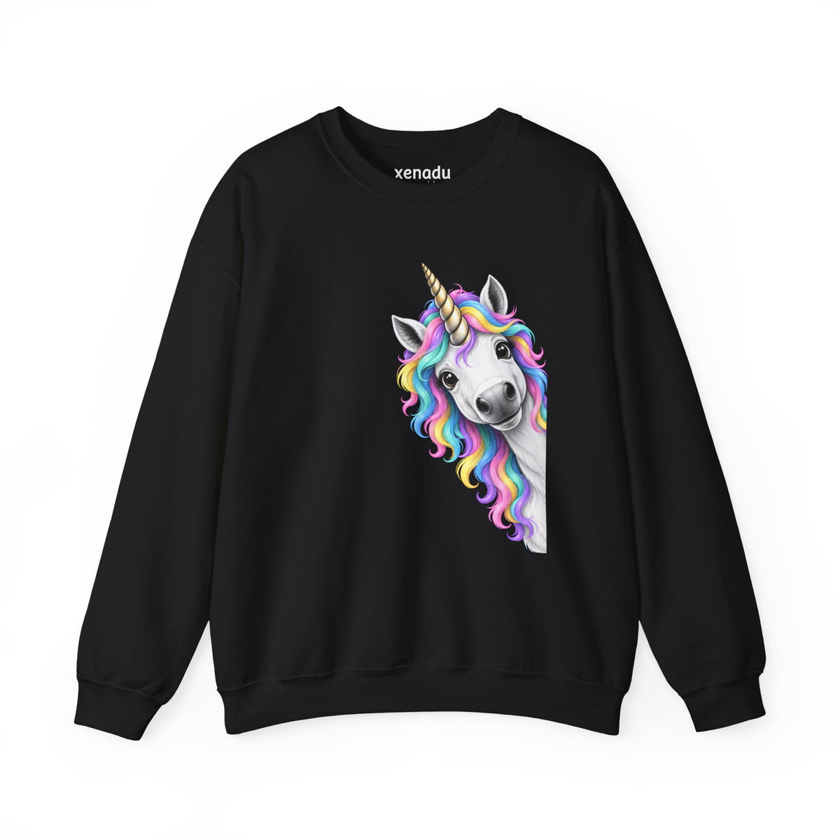 Peeking Unicorn Sweatshirt Black Sweatshirt