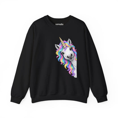 Peeking Unicorn Sweatshirt Black Sweatshirt