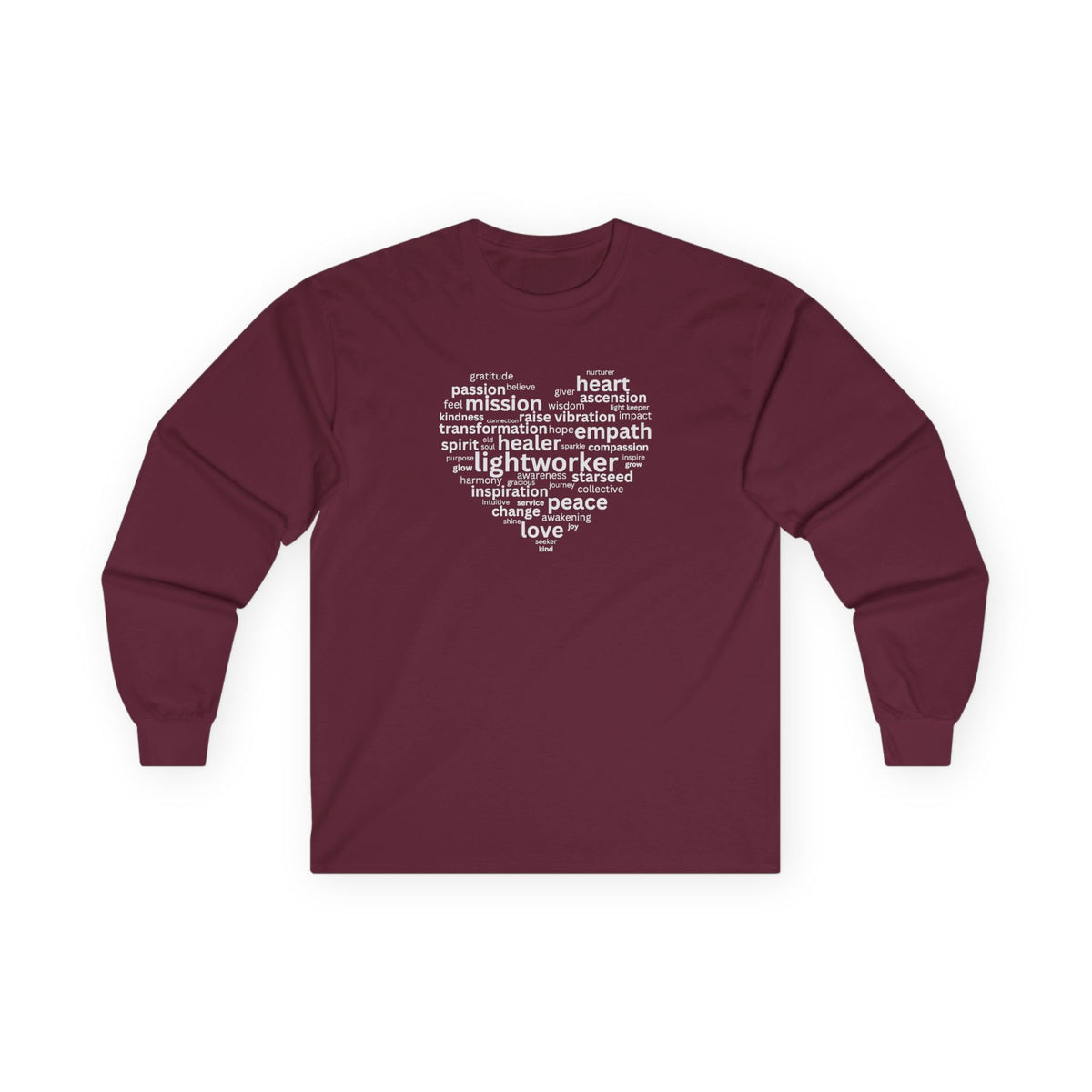 Heart of a Lightworker Long Sleeve Tee Maroon Long-sleeve