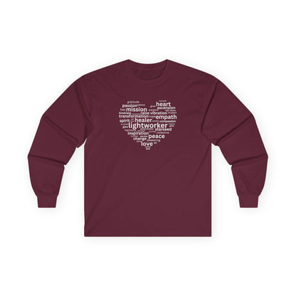 Heart of a Lightworker Long Sleeve Tee Maroon Long-sleeve