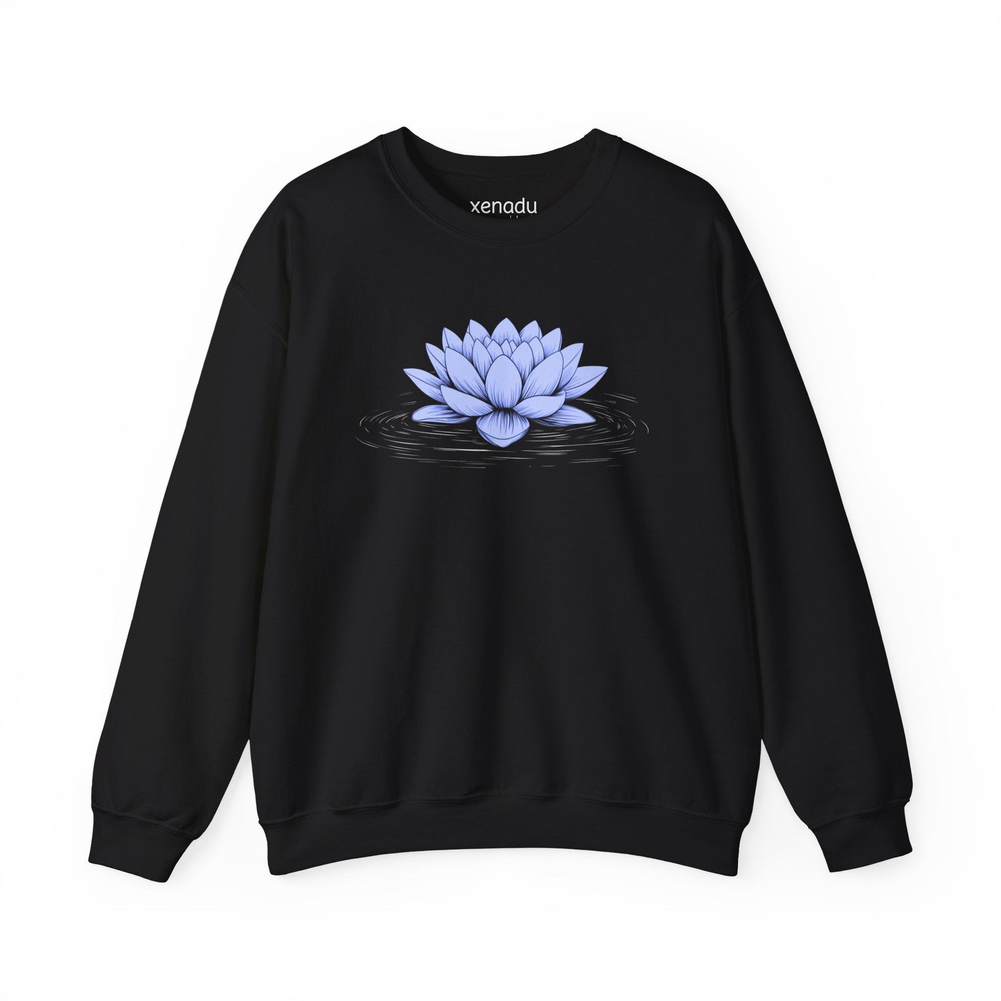 Floating Blue Lotus Sweatshirt Black Sweatshirt