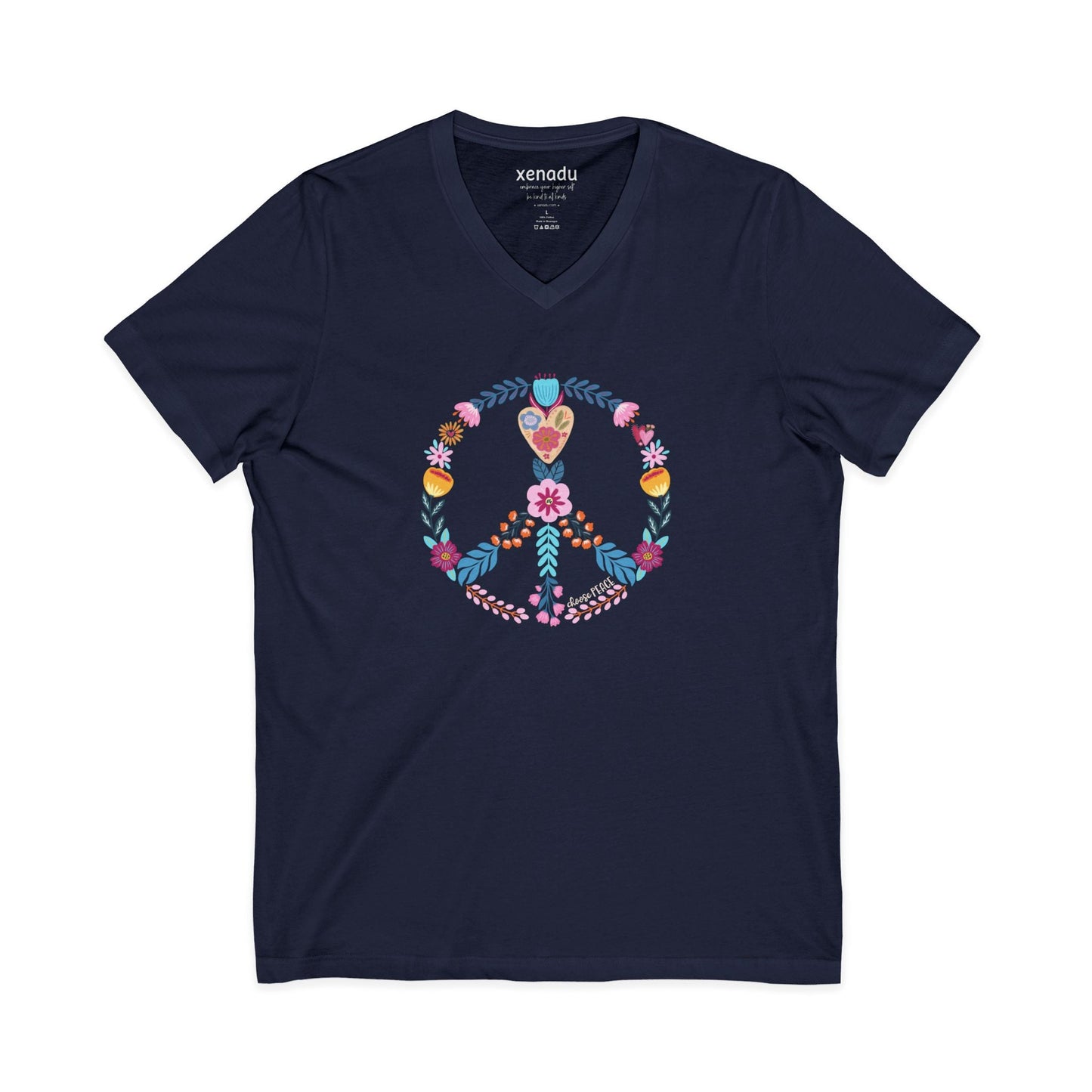 Choose Peace V-Neck Tee Navy V-neck