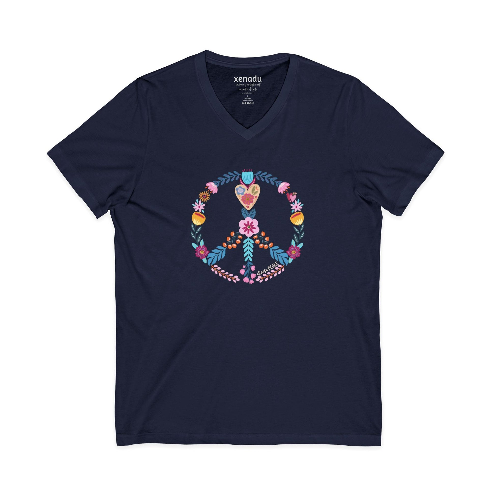 Choose Peace V-Neck Tee Navy V-neck