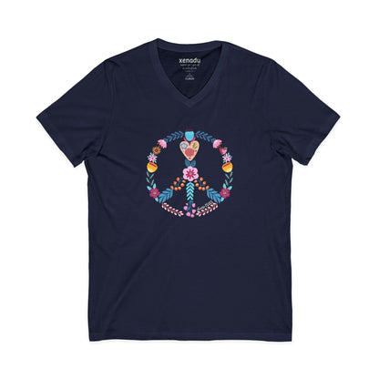 Choose Peace V-Neck Tee Navy V-neck