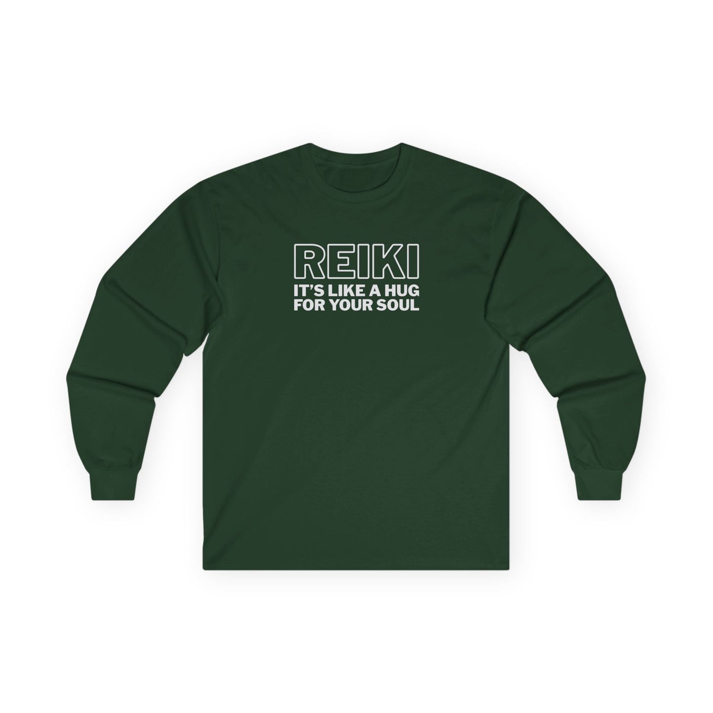 Reiki It's Like a Hug Long Sleeve Tee Forest Green Long-sleeve