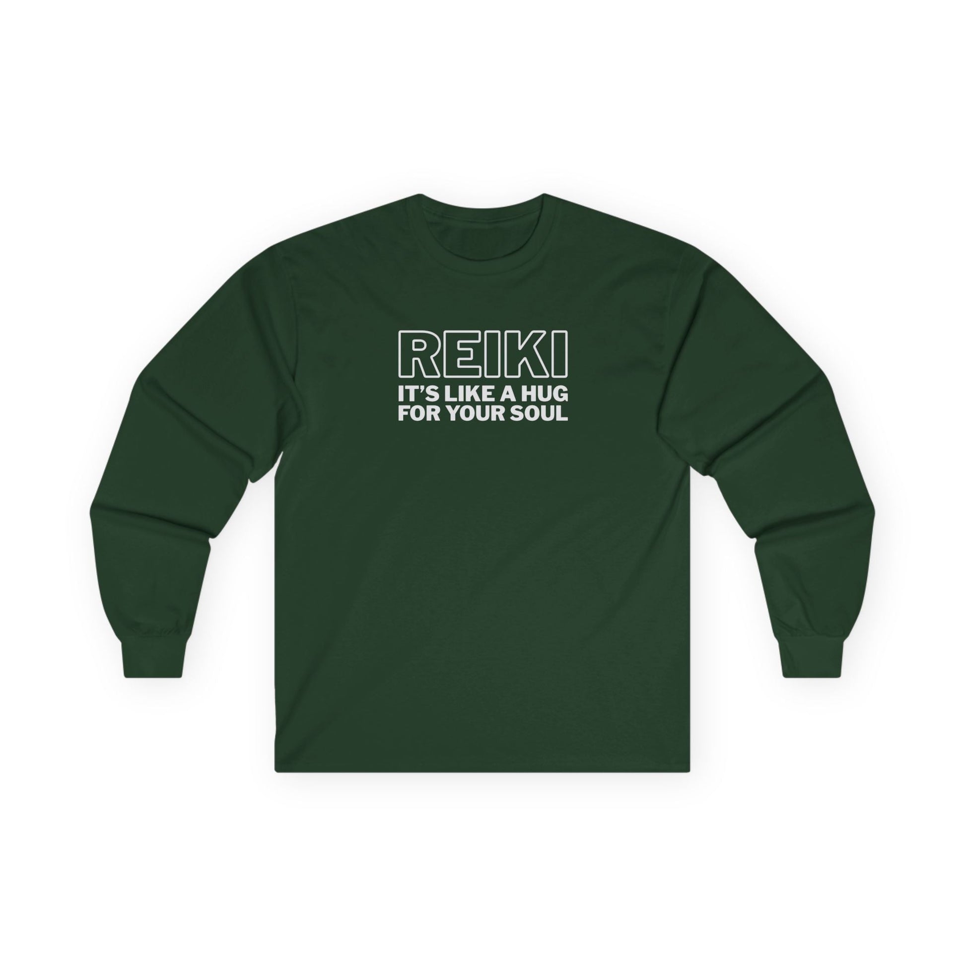 Reiki It's Like a Hug Long Sleeve Tee Forest Green Long-sleeve
