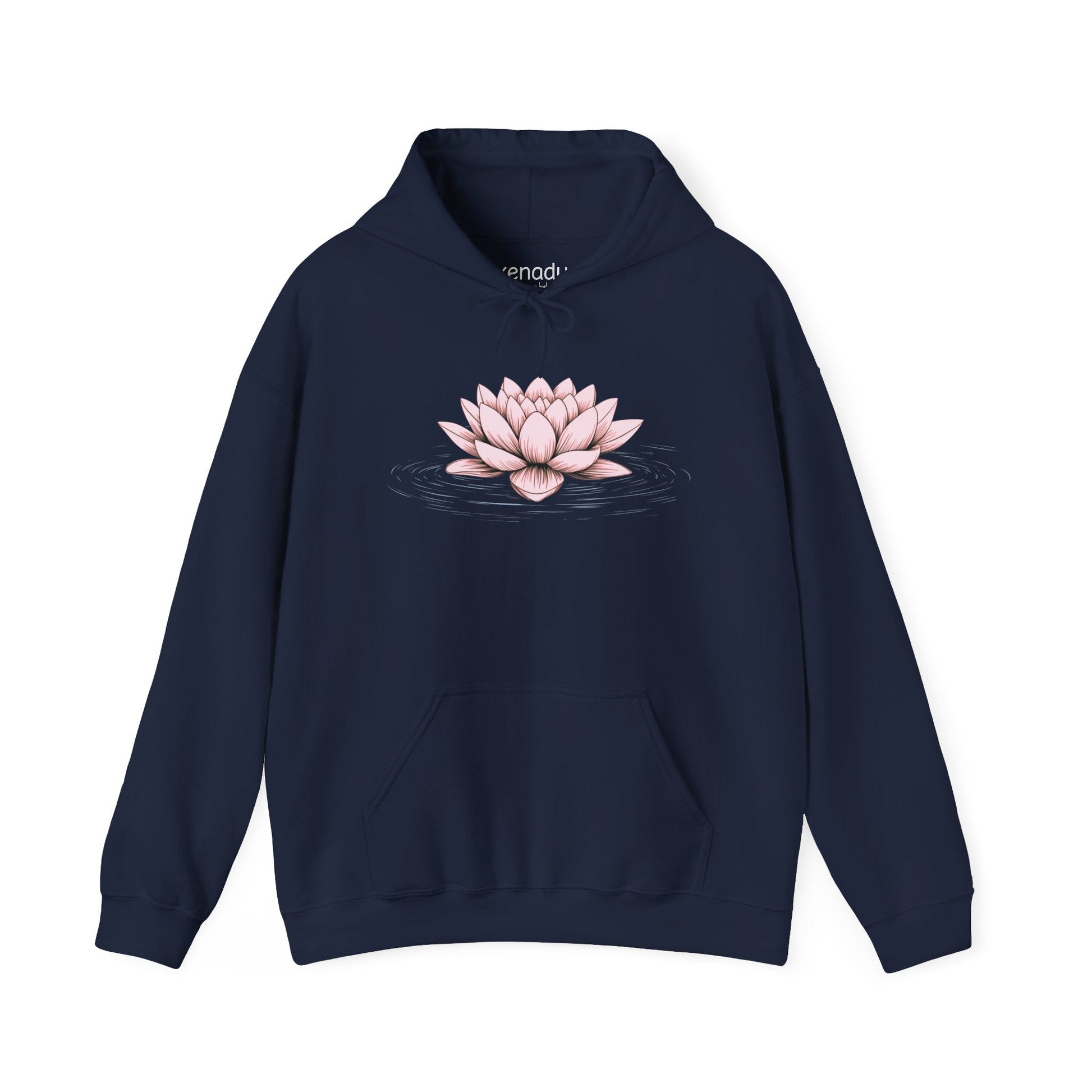 Pink Floating Lotus Hoodie Navy Hoodie