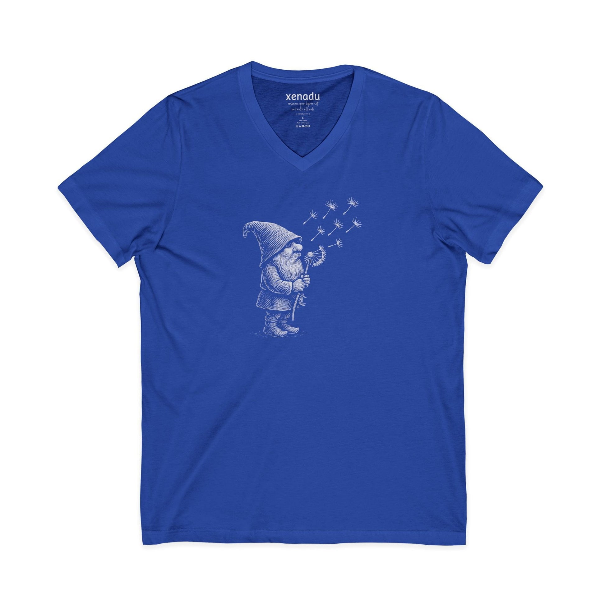 Wishing Gnome V-Neck Tee Royal Blue V-neck