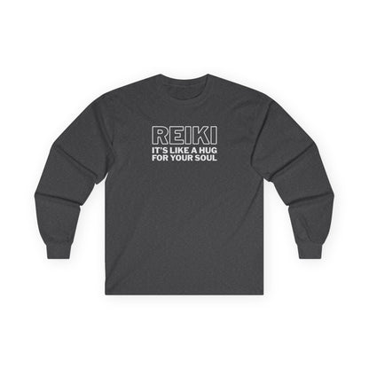 Reiki It's Like a Hug Long Sleeve Tee Dark Heather Grey Long-sleeve