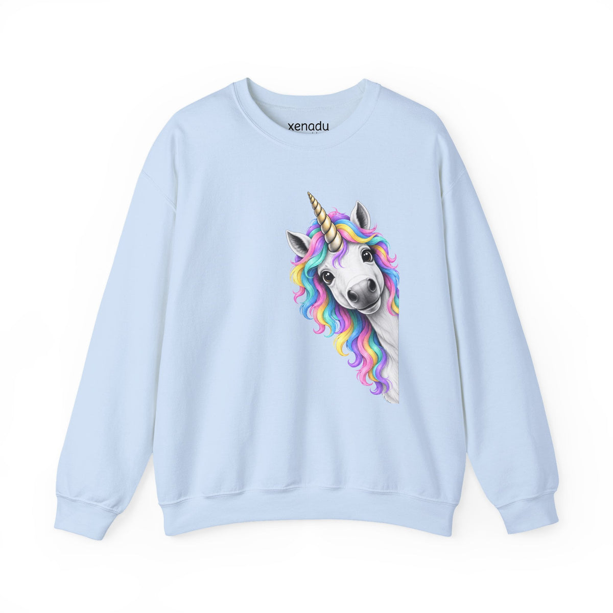 Peeking Unicorn Sweatshirt Light Blue Sweatshirt