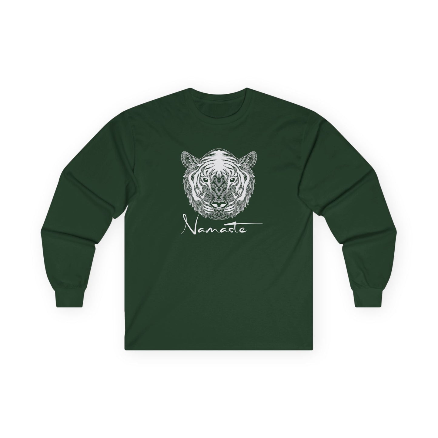 Namaste Tiger Long Sleeve Tee Forest Green Long-sleeve